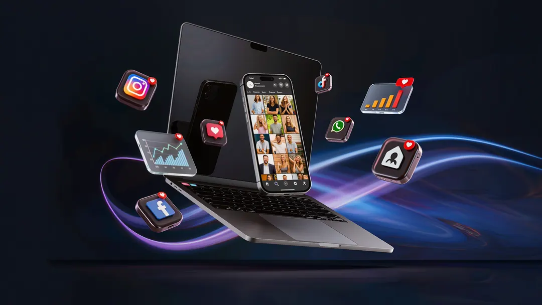 Društvene mreže na laptopu i mobitelu